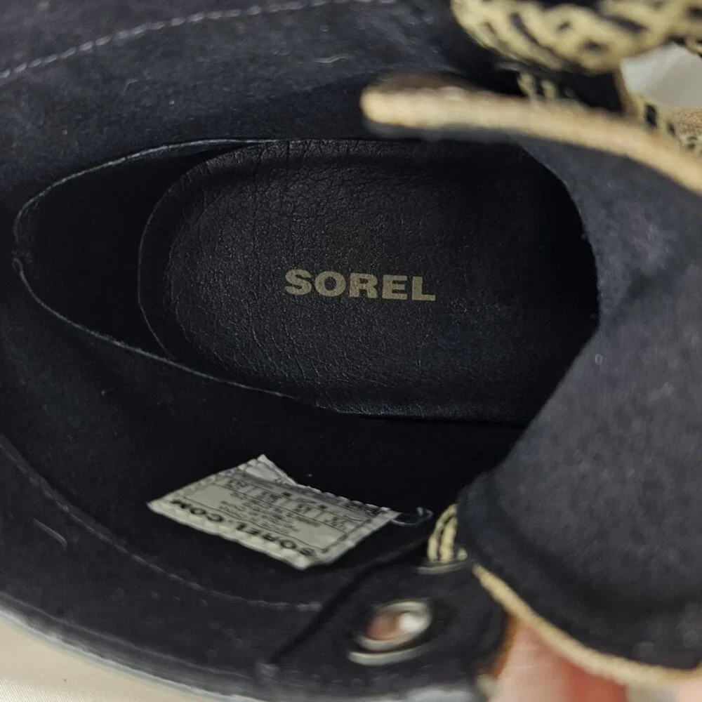 Sorel PDX Hidden Heel Wedge Casual Boot,  Women's Sz 7.5, Black & Tan